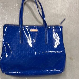 Blue Patent Leather Tote Bag